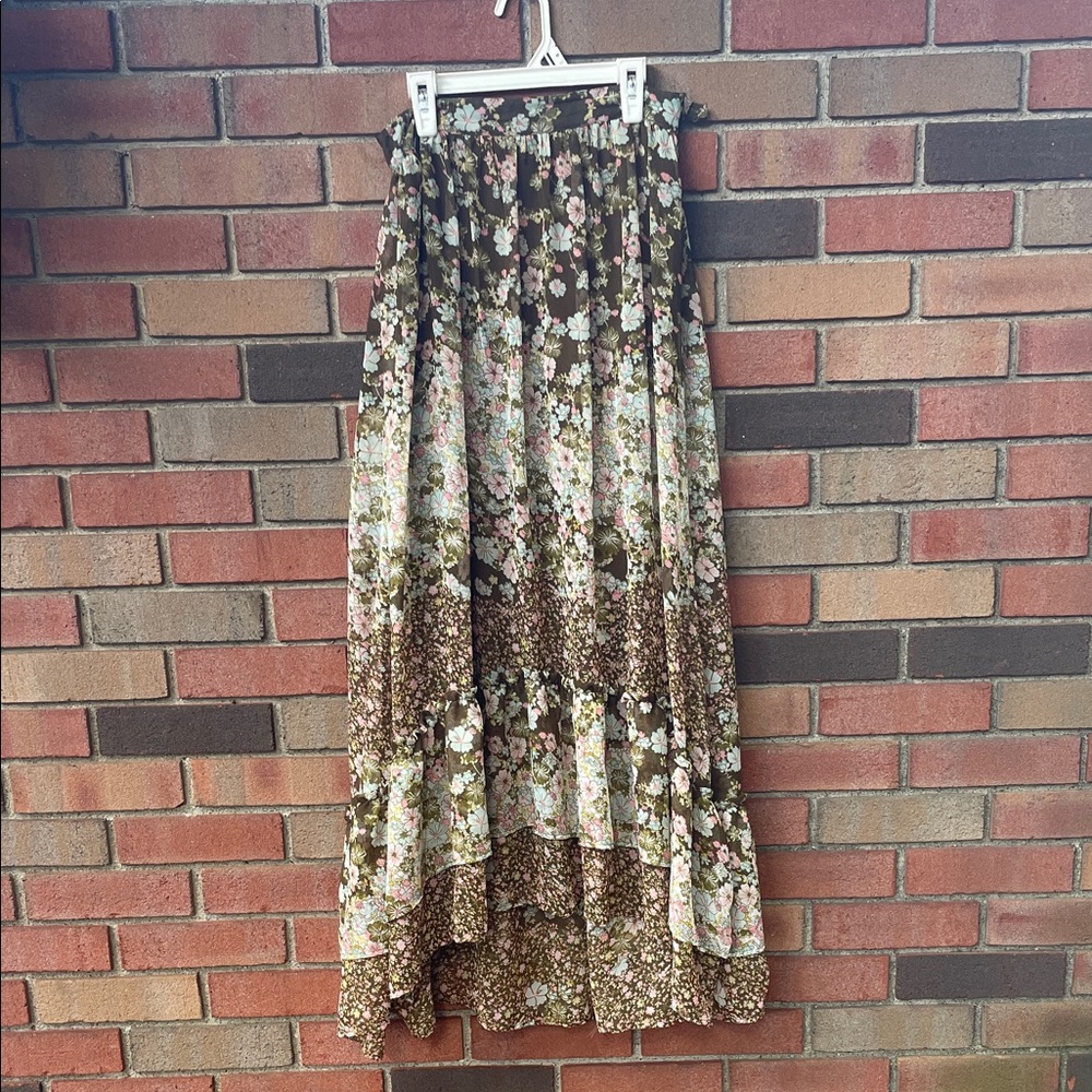 Floral Brown Maxi Skirt